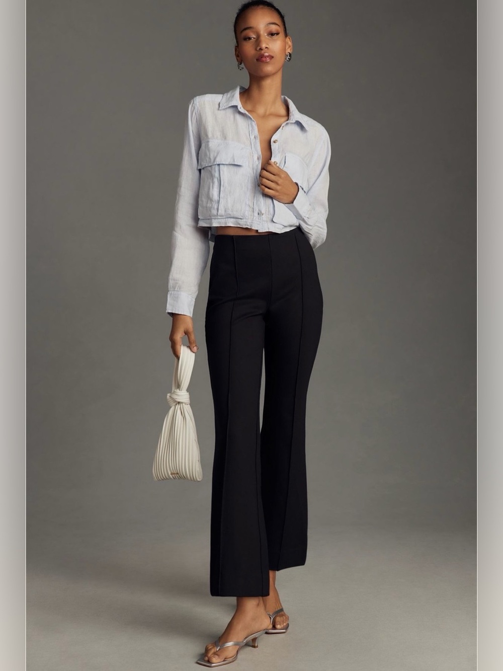 Anthropologie The Margot Kick-Flare Cropped Pants by Maeve: Textured Edition